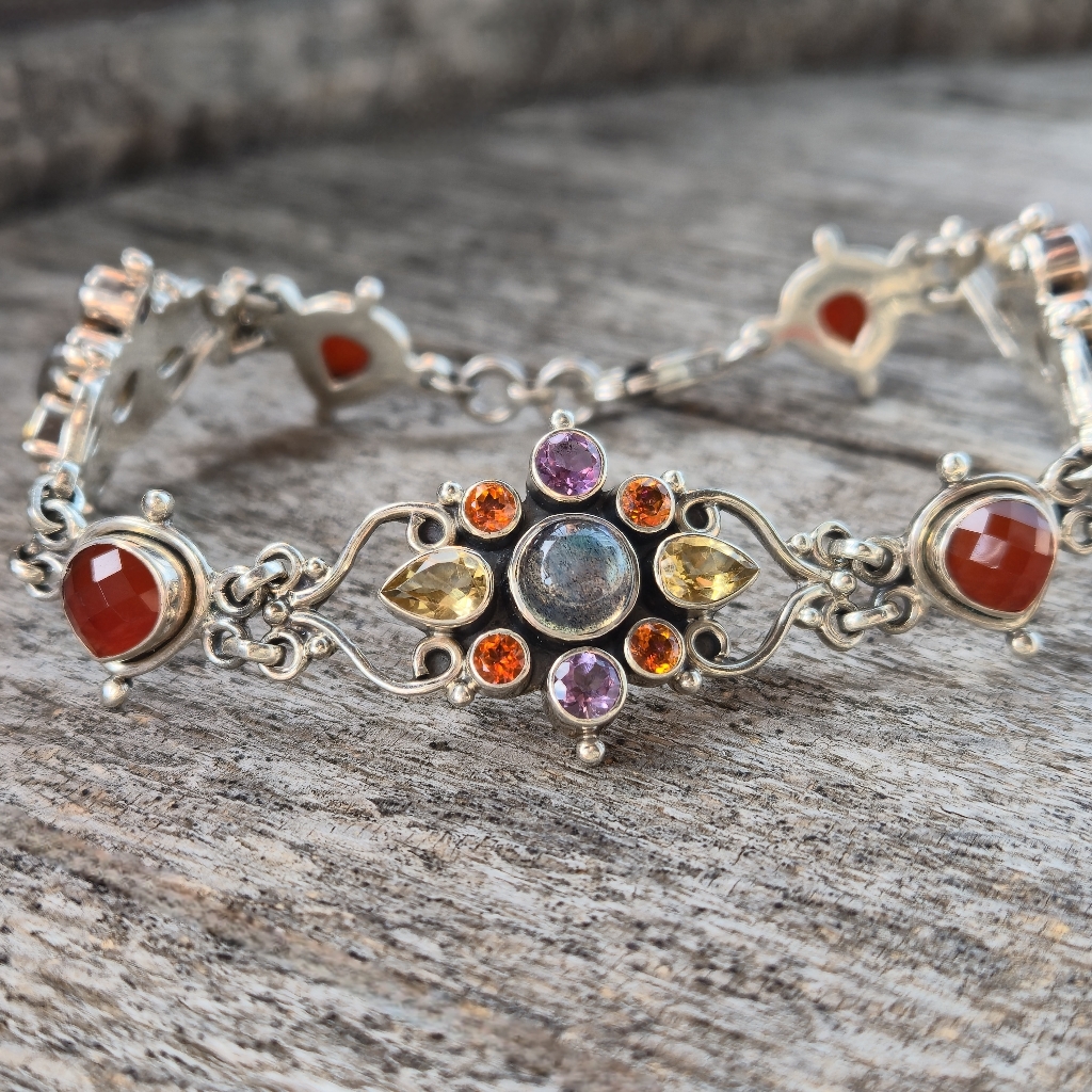 Nicky Butler 925 Sterling Silver Carnelian Labradorite Designer Nb Bracelet 159$